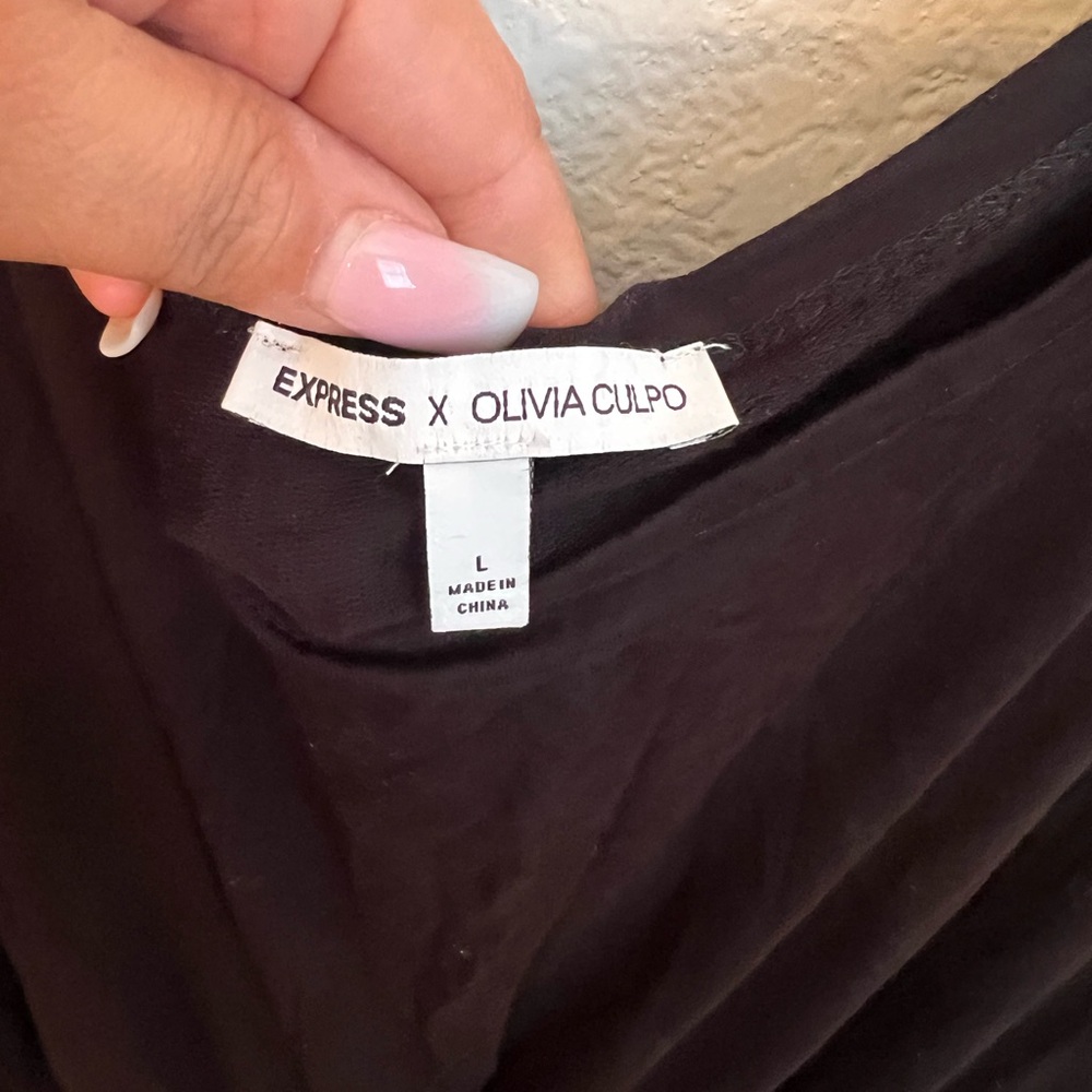 Express x Olivia Culpo Straight Leg Pants in Black